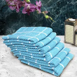 Athom Living Blue & White 6 Pieces Printed Cotton 150 GSM Soft Hand Towels image 1