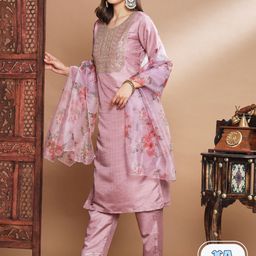 PPTOSS Floral Embroidered Thread Work Kurta With Trousers & Dupatta-picture-3