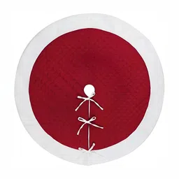 Home Heart Red & White Quilted Dupion Silk Round Christmas Tree Skirt-image-40