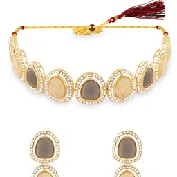 AMI Gold-Plated Stone-Studded Pearl-Beaded Jewellery Set-picture-19