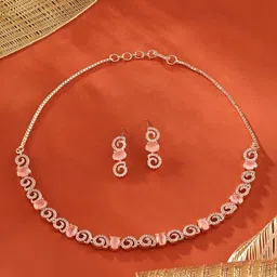 AMI Rose Gold-Plated Cubic Zirconia-Studded Jewellery Set-picture-40