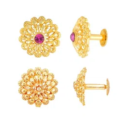 Vighnaharta Set of 2 Gold-Plated Stone-Studded Studs Earrings image 1