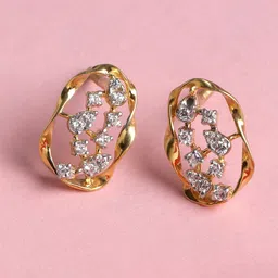 Clara 925 Sterling Silver Gold-Plated Contemporary Studs Earrings image 1