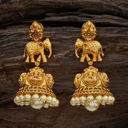 Kushal's Fashion Jewellery Gold-Plated Beaded Contemporary Jhumkas image 1