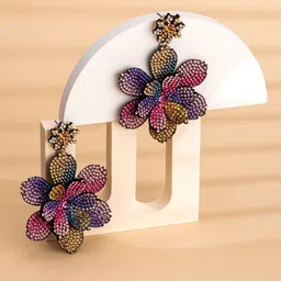 Yellow Chimes Multicoloured Contemporary Drop Earrings image 1