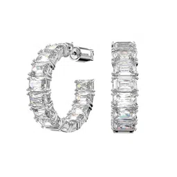 SWAROVSKI Woman White Contemporary Half Hoop Earrings image 1