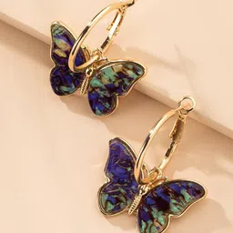 Unwind by Yellow Chimes Blue Contemporary Half Hoop Earrings-picture-37