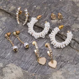 VOGUE PANASH Gold-Toned Set of 5 Gold-Plated Contemporary Half Hoop Earrings image 1