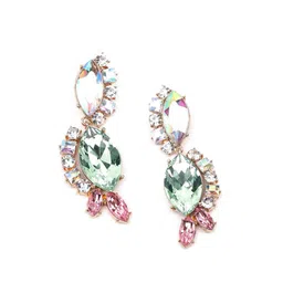 ODETTE Green & Pink Quirky Drop Earrings image 1