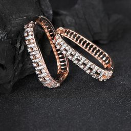 Priyaasi Rose Gold-Plated AD-Studded Handcrafted Oval Hoop Earrings-picture-33