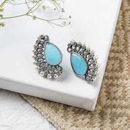 TEEJH Silver-Toned Contemporary Drop Earrings-picture-10