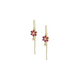 Unniyarcha 92.5 Silver Gold-Plated Flower Drop Earrings image 1
