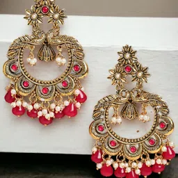 OOMPH Peacock Shaped Chandbalis Earrings-picture-14