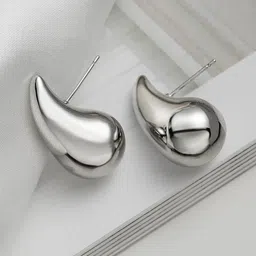 FIMBUL Silver-Toned Teardrop Lightweight Shaped Drop Earrings-image-71