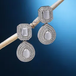 ZENEME Rhodium-Plated Drop Earrings-picture-37