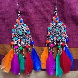 PRASUB Silver-Plated Feather Shaped Drop Earrings-picture-20