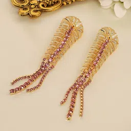 SOHI Gold-Plated Artificial Stones Leaf Shaped Drop Earrings-picture-29