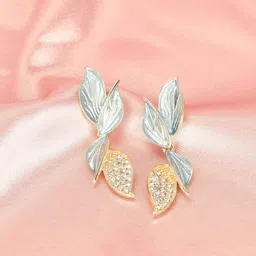 Krelin Gold-Plated Stainless Steel Leaf Shaped Drop Earrings-image-1