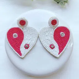 Crunchy Fashion Beaded Heart Shaped Drop Earrings-picture-15