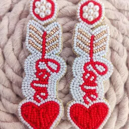 Crunchy Fashion Beaded Heart Shaped Drop Earrings-image-2