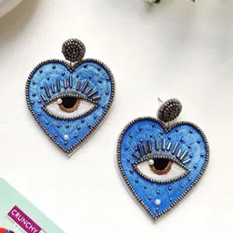 Crunchy Fashion Beaded Heart Shaped Drop Earrings-picture-19