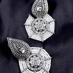 VAGHBHATT White Dome Shaped Drop Earrings-picture-33