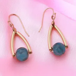 Estele Gold-Plated Teardrop Shaped Drop Earrings-picture-11