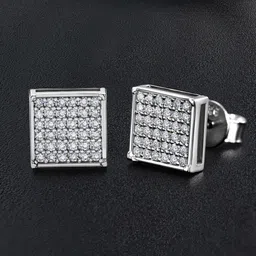 VAGHBHATT Stainless Steel Cubic Zirconia Square Studs Earrings-picture-25