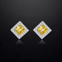 Designs & You Silver Plated Cubic Zirconia Studded Square Studs Earrings-picture-31