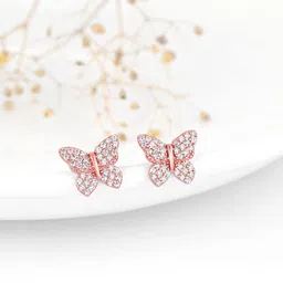 GIVA Rose Gold-Plated 925 Sterling Silver Butterfly Shaped Zircon Studs Earrings-picture-49