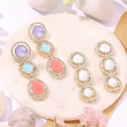 AMI Set Of 2 Gold-Plated AD Circular Drop Earrings-picture-13