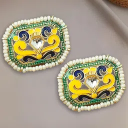 OOMPH Meenakari Contemporary Beaded Studs Earrings-picture-10