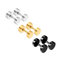 KARISHMA KREATIONS Men Set of 3 Stainless Steel Earrings-picture-12