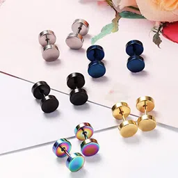 KARISHMA KREATIONS Set of 10 Contemporary Studs Stainless Earrings-image-5