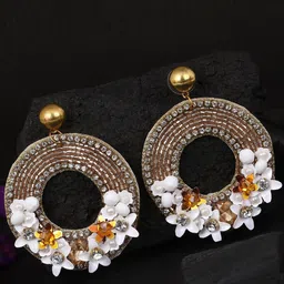 Adwitiya Collection Woman Gold-Toned Flower Contemporary Studs Earrings-image-19