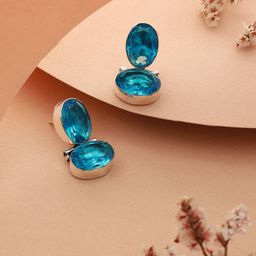 Saraf RS Jewellery Rhodium-Plated Contemporary Drop Earrings-picture-13