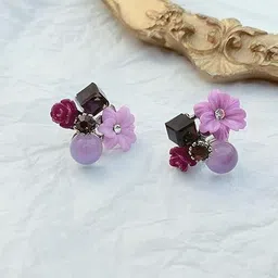 Celestique Crystals Studded Floral Shaped Studs-picture-14