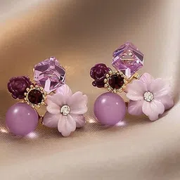 Celestique Floral Cubic Zirconia Studs-image-5