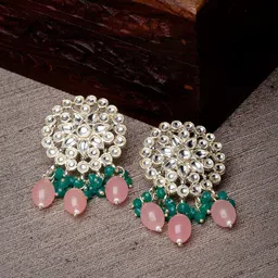 Sukkhi Gold Plated Kundan Studded & Beaded Stud Earrings-picture-40