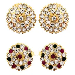 Vighnaharta Set Of 2 Gold-Plated Contemporary Studs-image-80