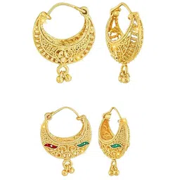 Vighnaharta Set Of 2 Gold-Plated Contemporary Hoop Earrings-picture-22