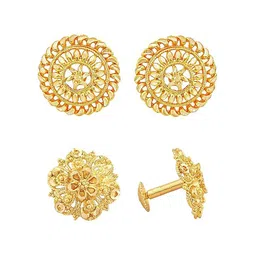 Vighnaharta Set Of 2 Gold-Plated Brass Contemporary Studs Earrings-picture-24