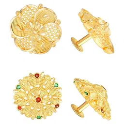 Vighnaharta Pack Of 2 Gold-Plated Studs Earrings-image-13