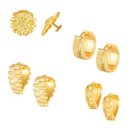 Vighnaharta Set Of 4 Gold-Plated Contemporary Hoop & Studs Earrings-picture-12