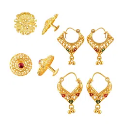 Vighnaharta Set Of 4 Gold-Plated Cubic Zirconia Studded Contemporary Studs-picture-10
