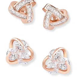 AMI Rose Gold Set of 2 Contemporary Stud Earrings-image-27