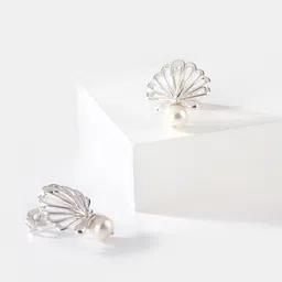 SHAYA 925 Silver & Pearl Studded Studs Earrings image 1