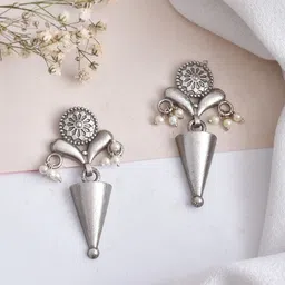 DASTOOR Silver-Plated Oxodise Contemporary Drop Earrings-image-57
