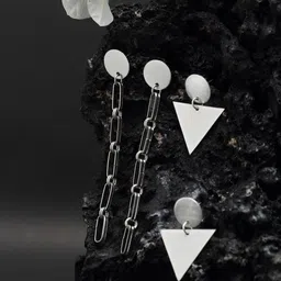 Madame Set Of 2 Silver-Plated Contemporary Drop Earrings-image-0