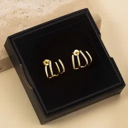 PolluxCraft Korean Gold-Plated Zircon Studded Contemporary Studs-image-68